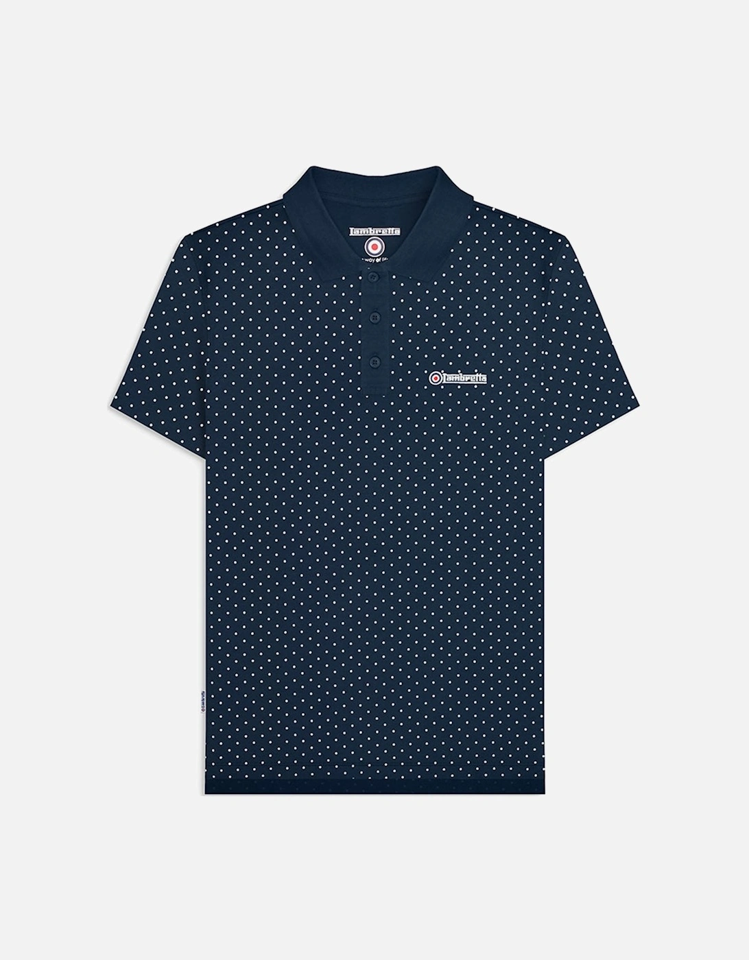 Mens Polkadot Retro Short Sleeve Polo Shirt - Navy, 6 of 5