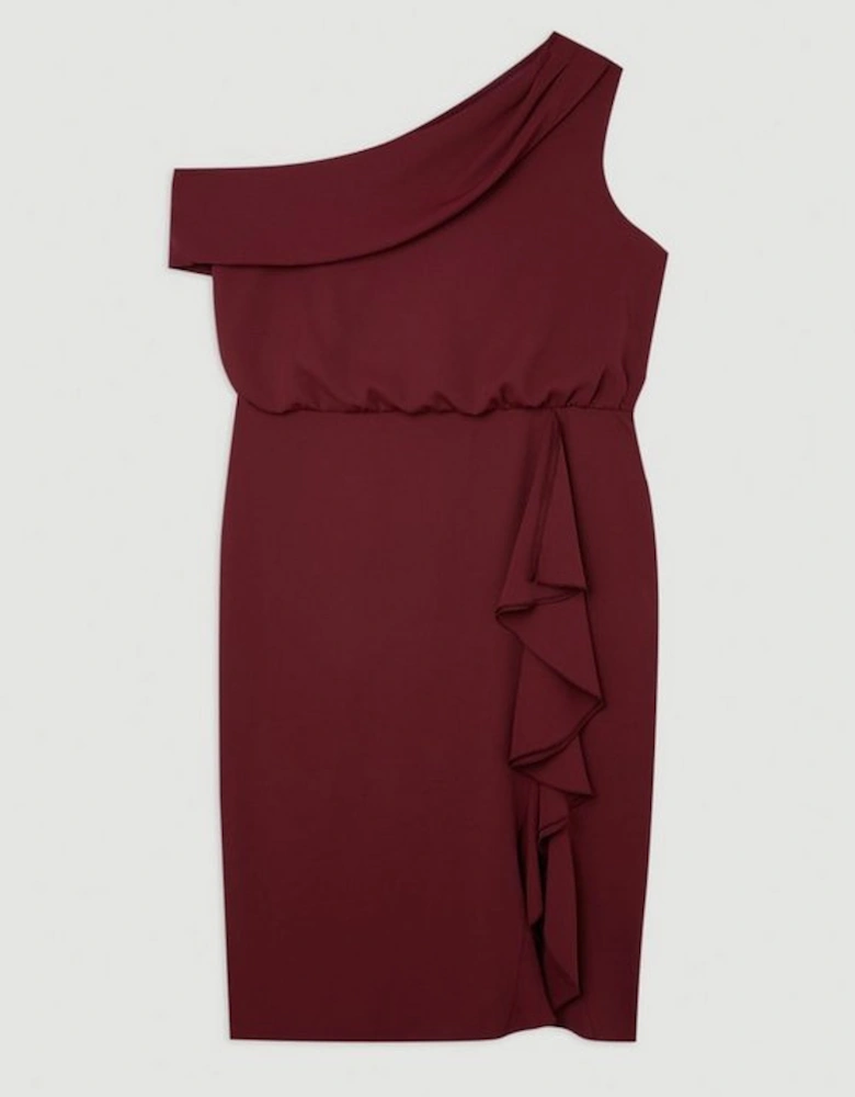 Plus Size Premium Crepe Asymmetric Drape Detail Midi Dress