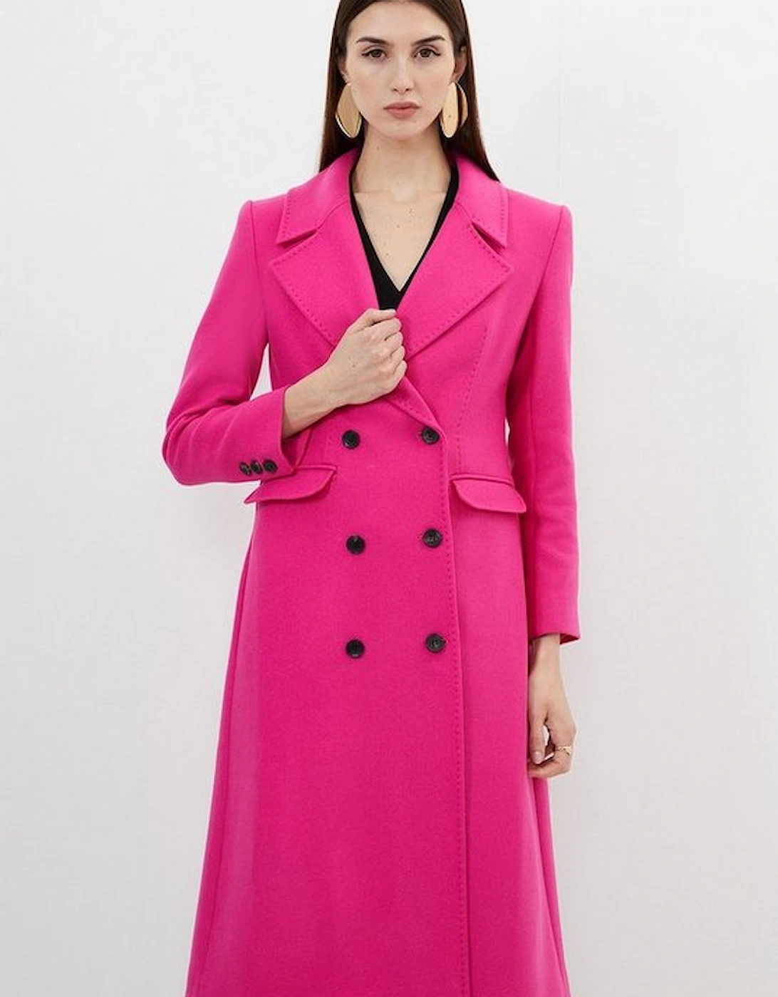 Petite Italian Wool Double Breasted Longline Coat, 5 of 4