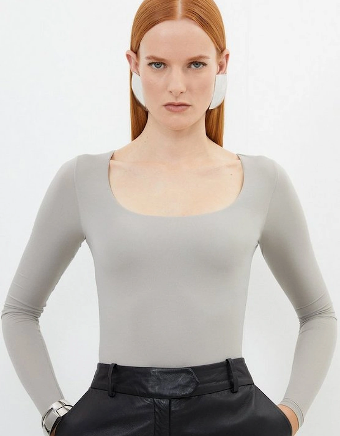Contour Jersey Square Neck Long Sleeve Top, 2 of 1