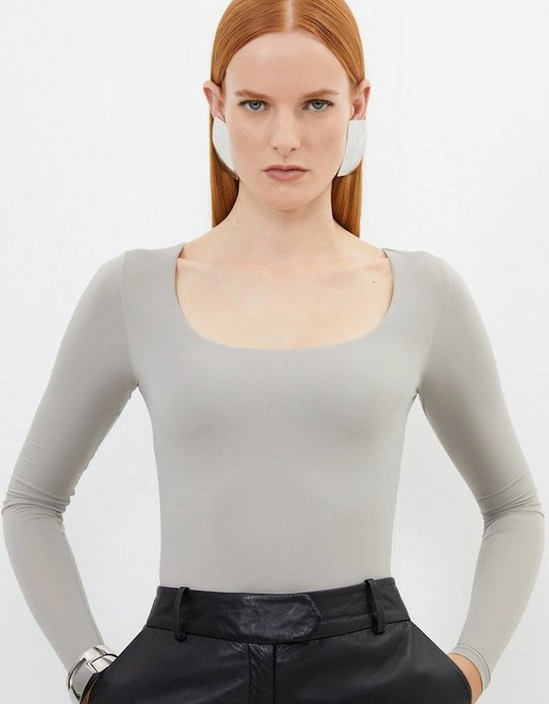 Contour Jersey Square Neck Long Sleeve Top, 5 of 4