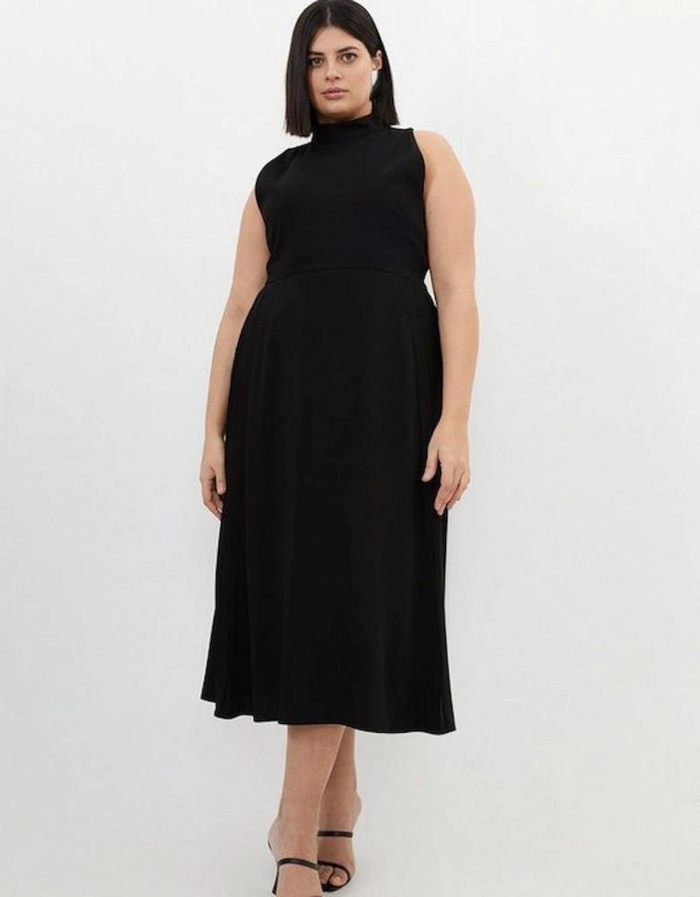 Plus Size Soft Tailored Pleated Panel Midaxi Dress