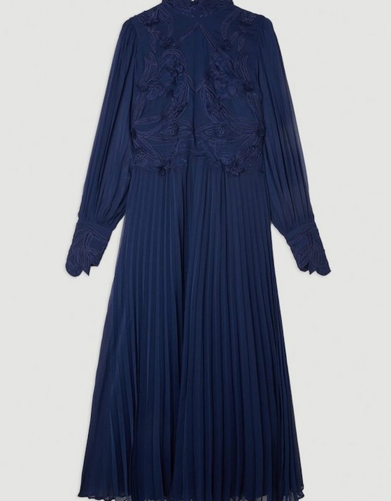 Lace Applique Woven Maxi Dress