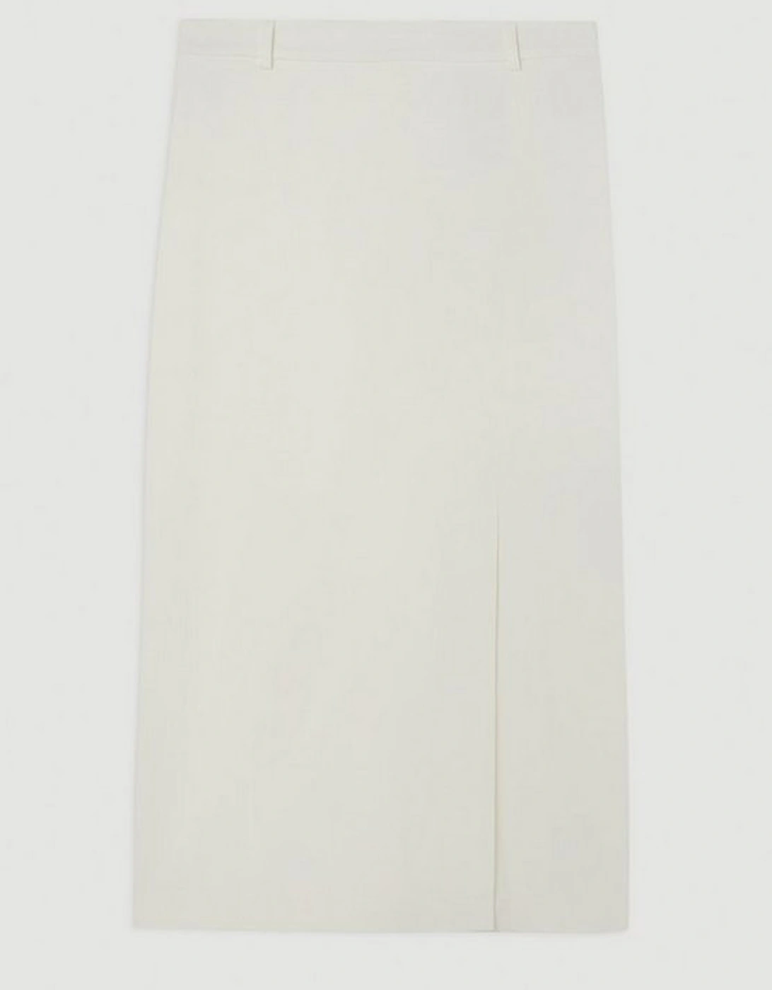 Tailored Polished Viscose Slit Detail Midi Skirt