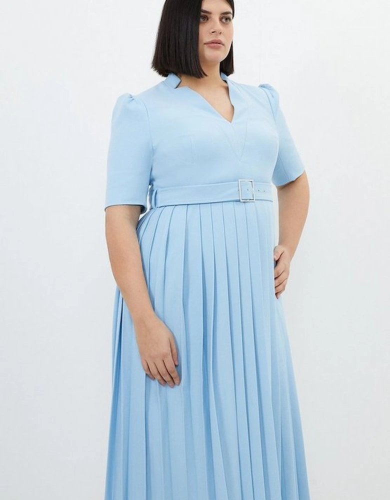 Plus Size Structured Crepe Forever Pleated Midi Dress