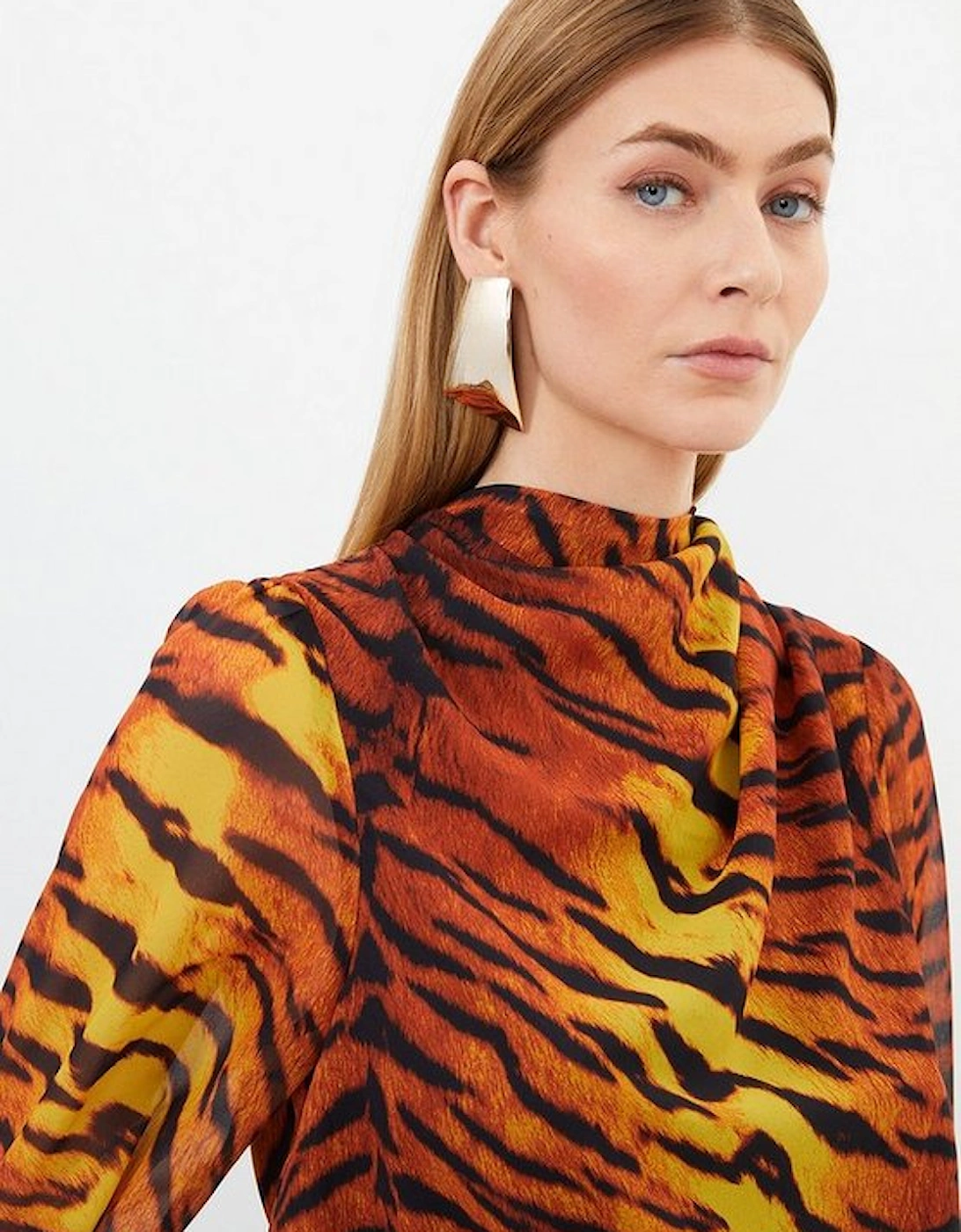 Wild Tiger Printed Georgette Woven Blouse, 5 of 4