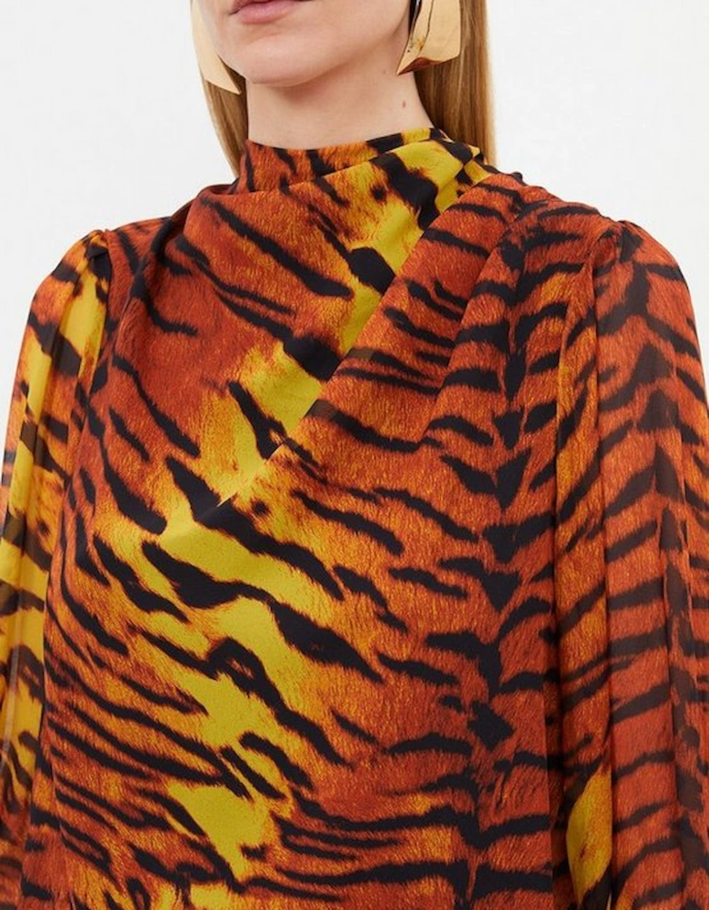 Wild Tiger Printed Georgette Woven Blouse