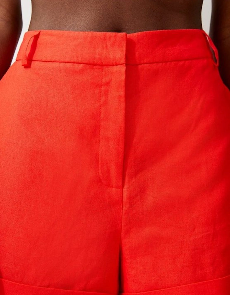 Premium Linen Tailored Mid Rise Shorts