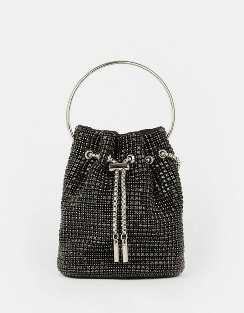 Rhinestone Bucket Hoop Clutch Bag