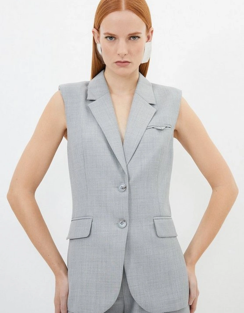 Wool Blend Tailored Single Breasted Waistcoat