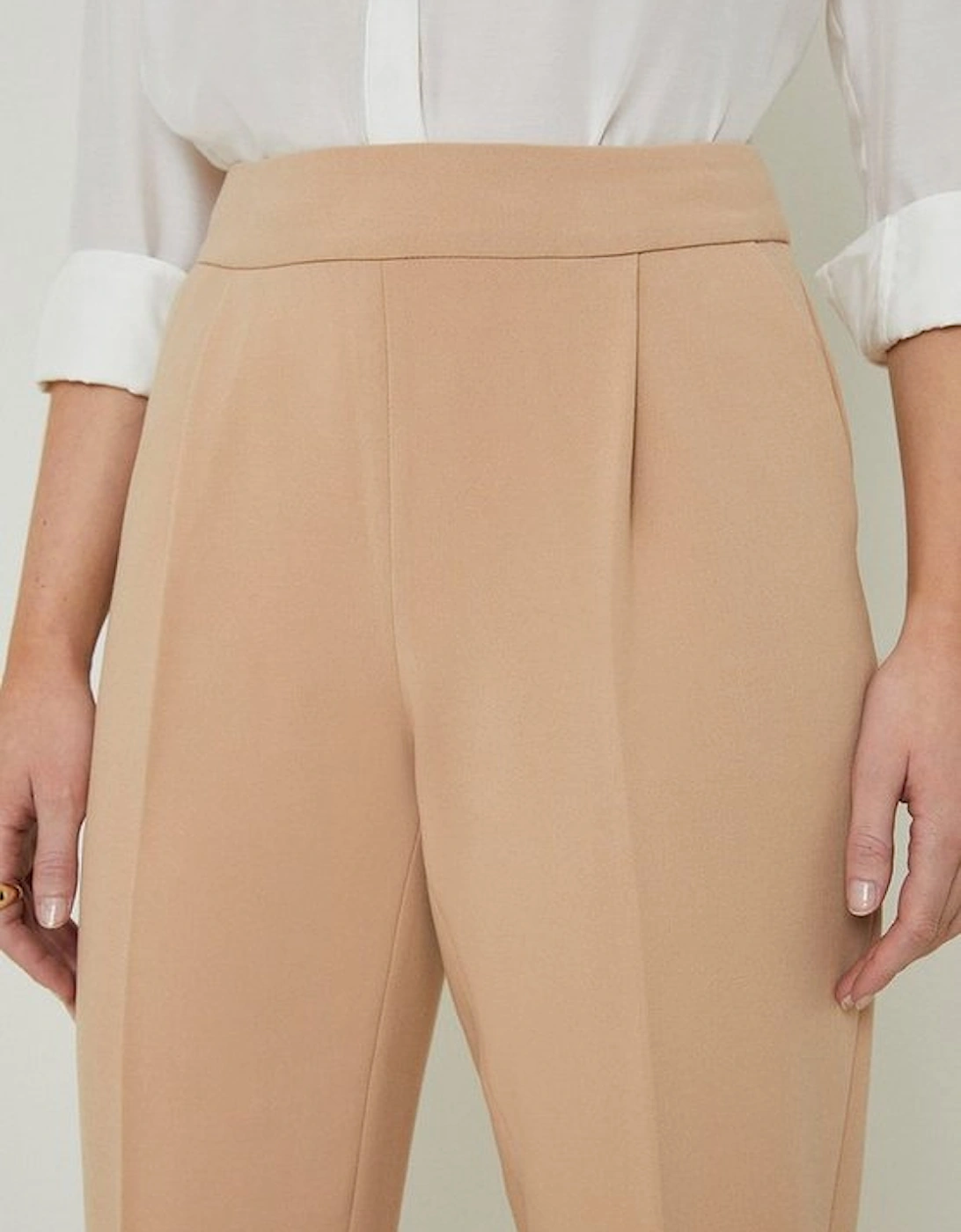 Petite Compact Stretch High Waist Tailored Trousers