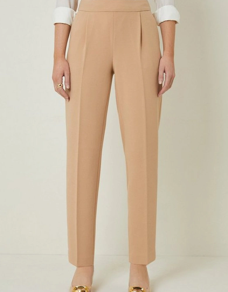 Petite Compact Stretch High Waist Tailored Trousers