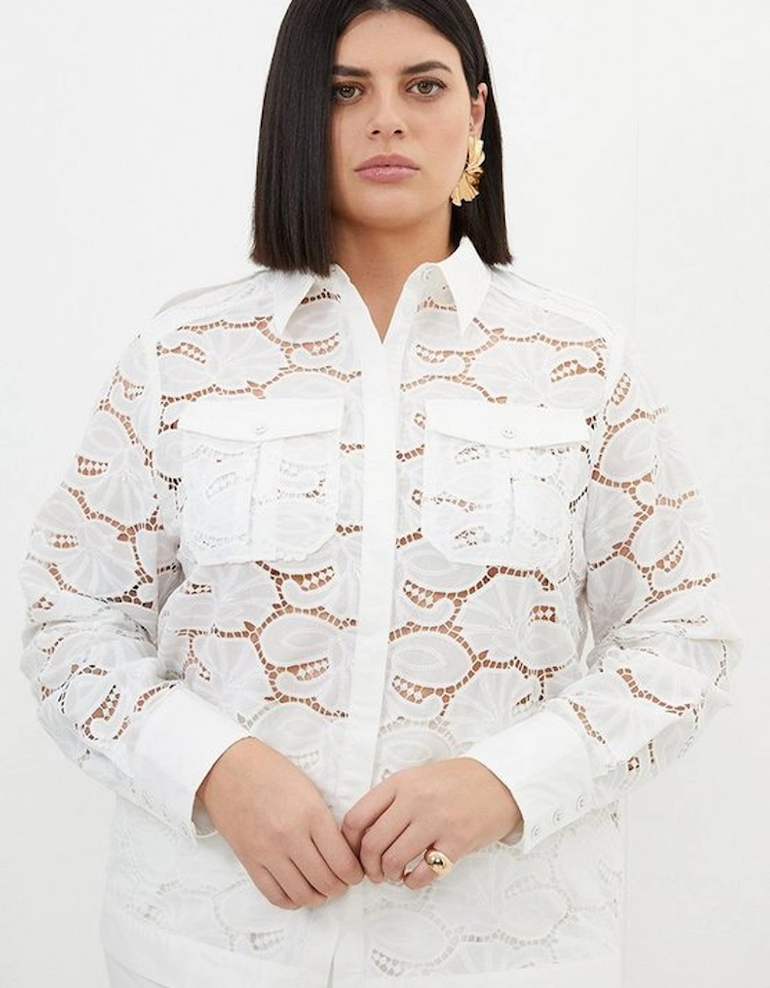 Plus Size Cotton Cutwork Woven Shirt, 5 of 4