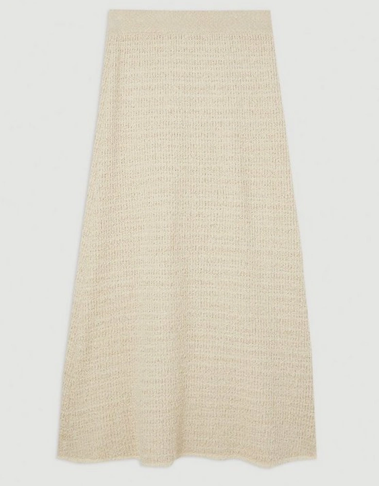 Textured Knit Cotton Blend Full Midi Skirt