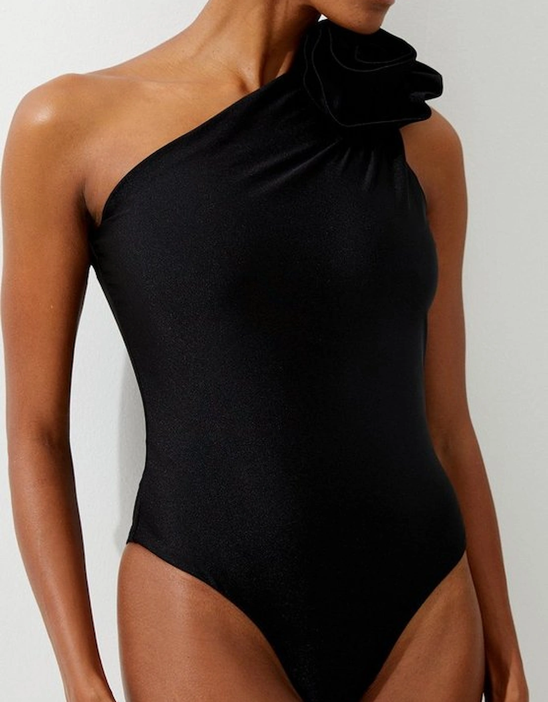 Rosette Detail Asymmetric Swimsuit