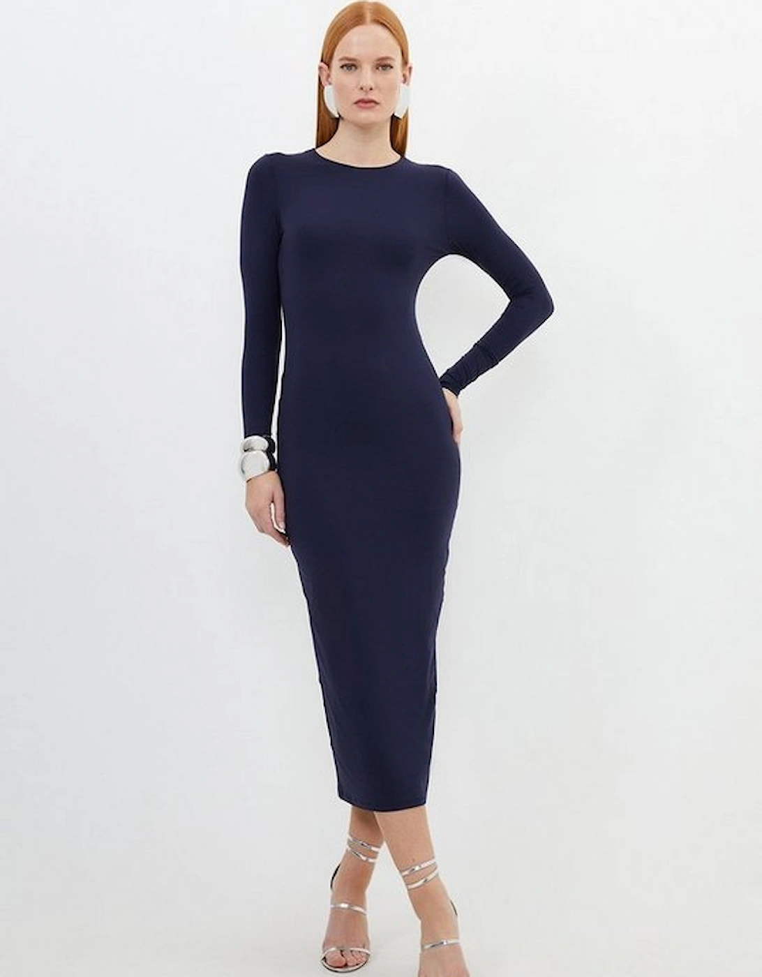 Contour Jersey Long Sleeve Midaxi Dress, 5 of 4