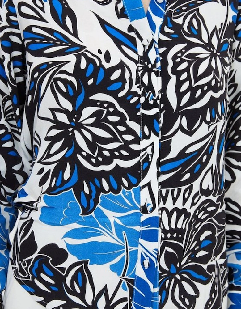 Floral Printed Morocain Woven Shirt