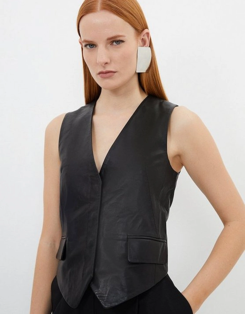 Leather Pocket Detail Tailored Waistcoat