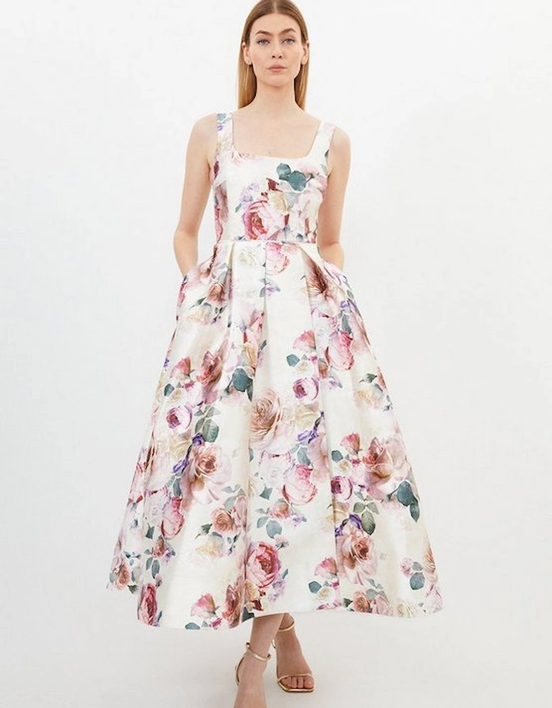 Romantic Floral Print Prom Woven Maxi Dress, 5 of 4