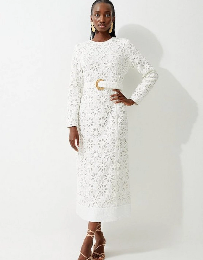 Crafted Cotton Embroidery Woven Maxi Dress