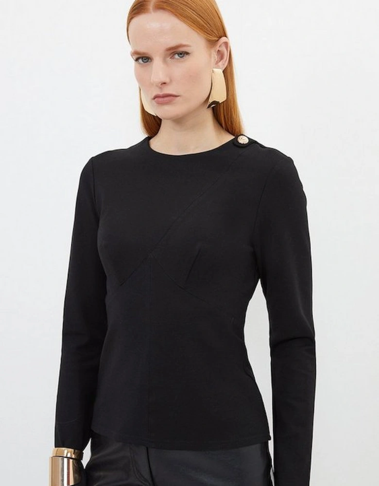 Workwear Ponte Structured Long Sleeve Top
