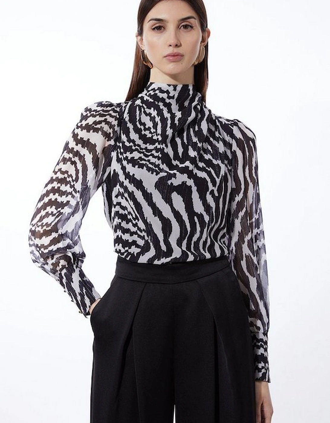 Mono Swirl Printed Georgette Woven Blouse, 5 of 4