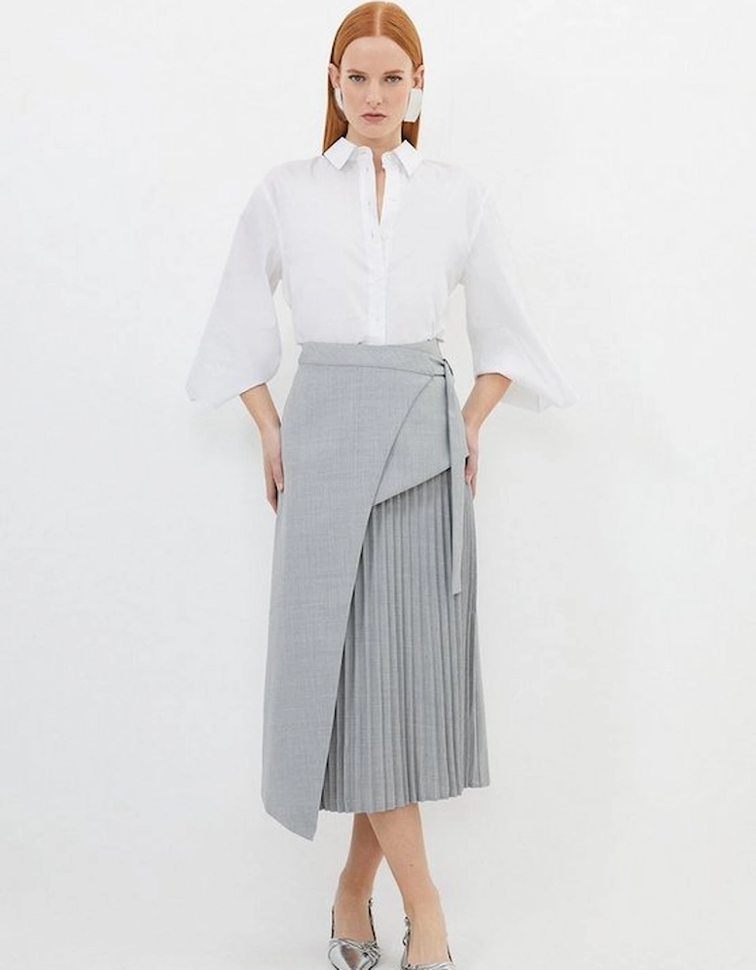 Tailored Wool Blend Pleated Skirt, 5 of 4