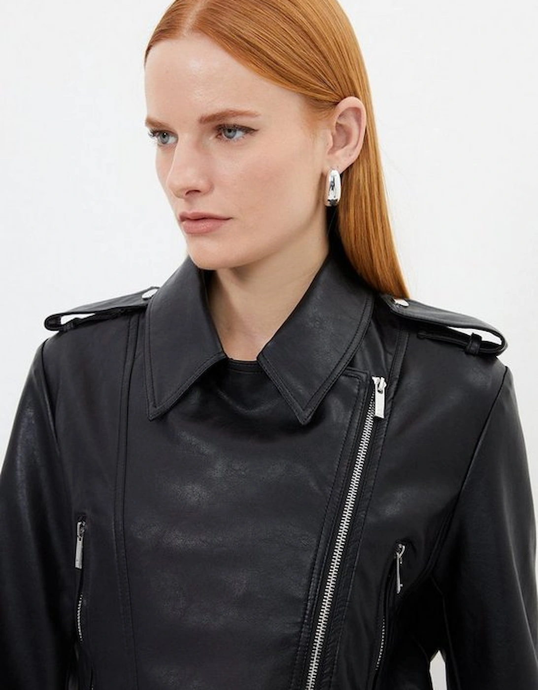 Faux Leather Cropped Biker Jacket