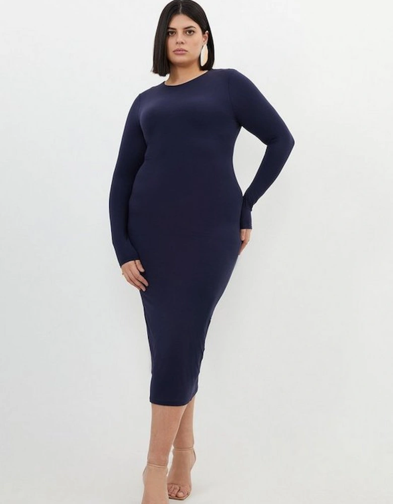 Plus Size Contour Jersey Long Sleeve Midaxi Dress