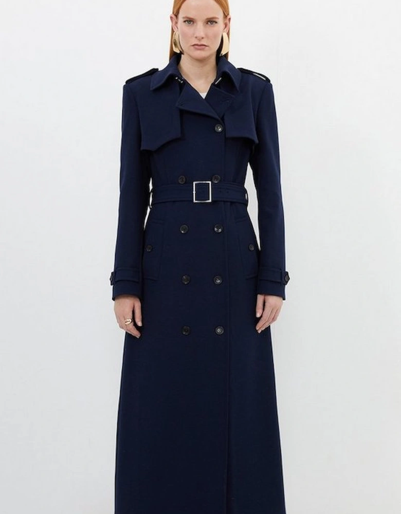 Compact Stretch Tailored Belted Trench Coat