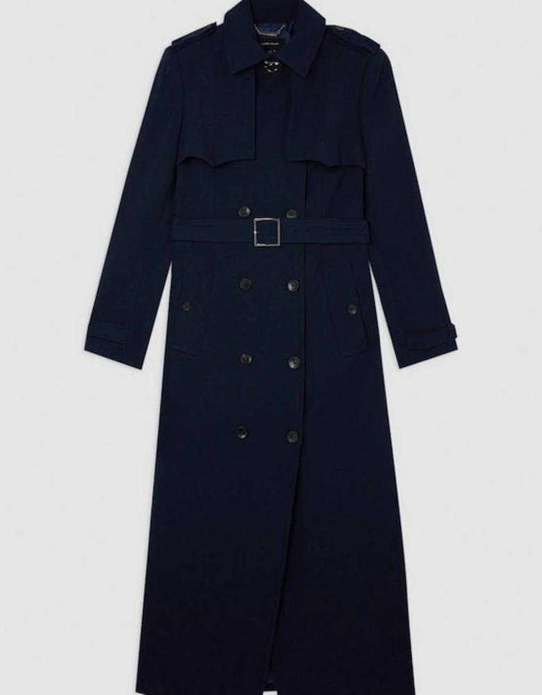 Compact Stretch Tailored Belted Trench Coat