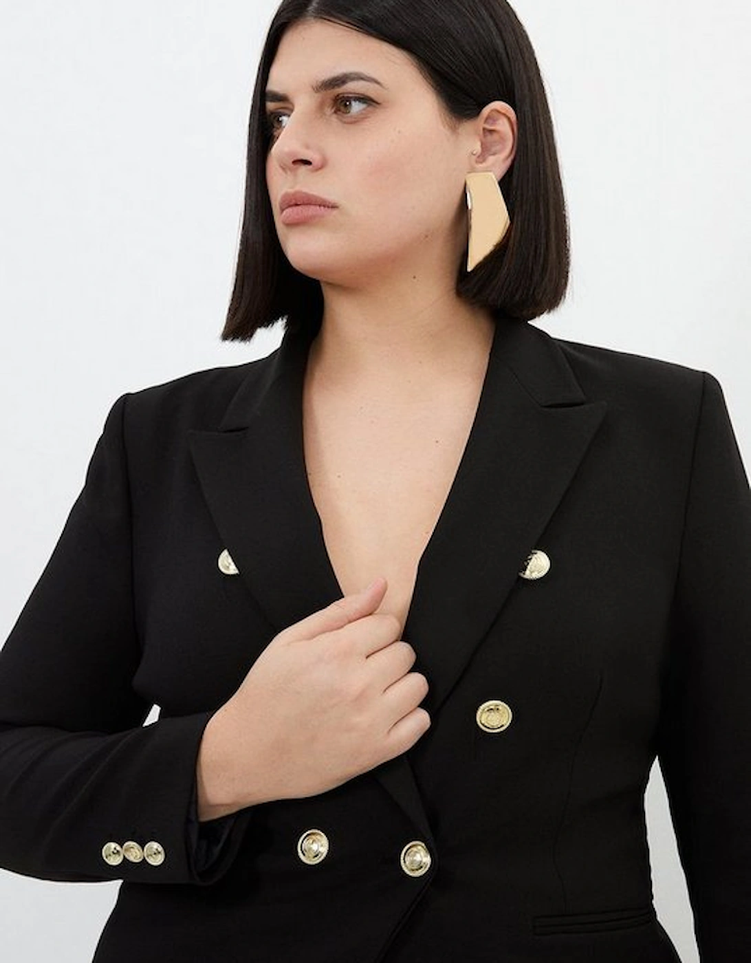 Plus Size Tailored Button Military Blazer