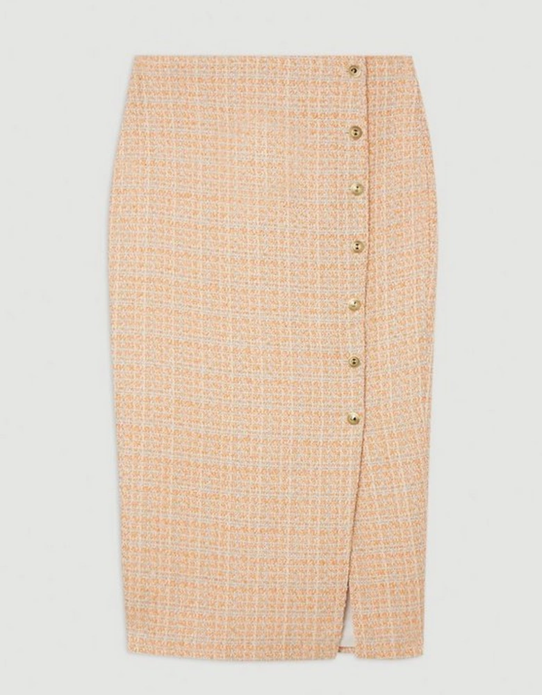 Orange Sparkle Boucle Pencil Skirt