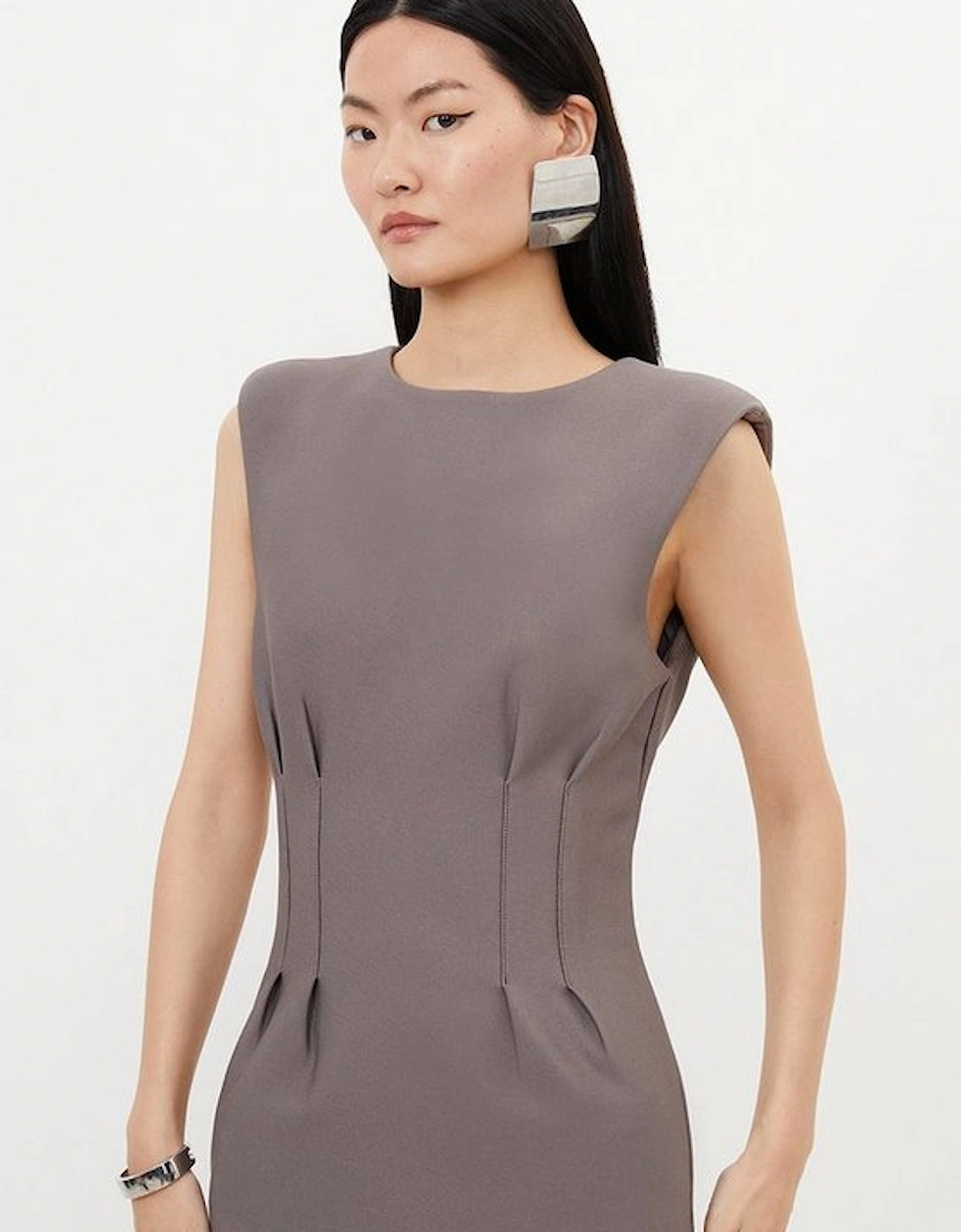 Bandage Figure Form Pintuck Knit Midi Dress