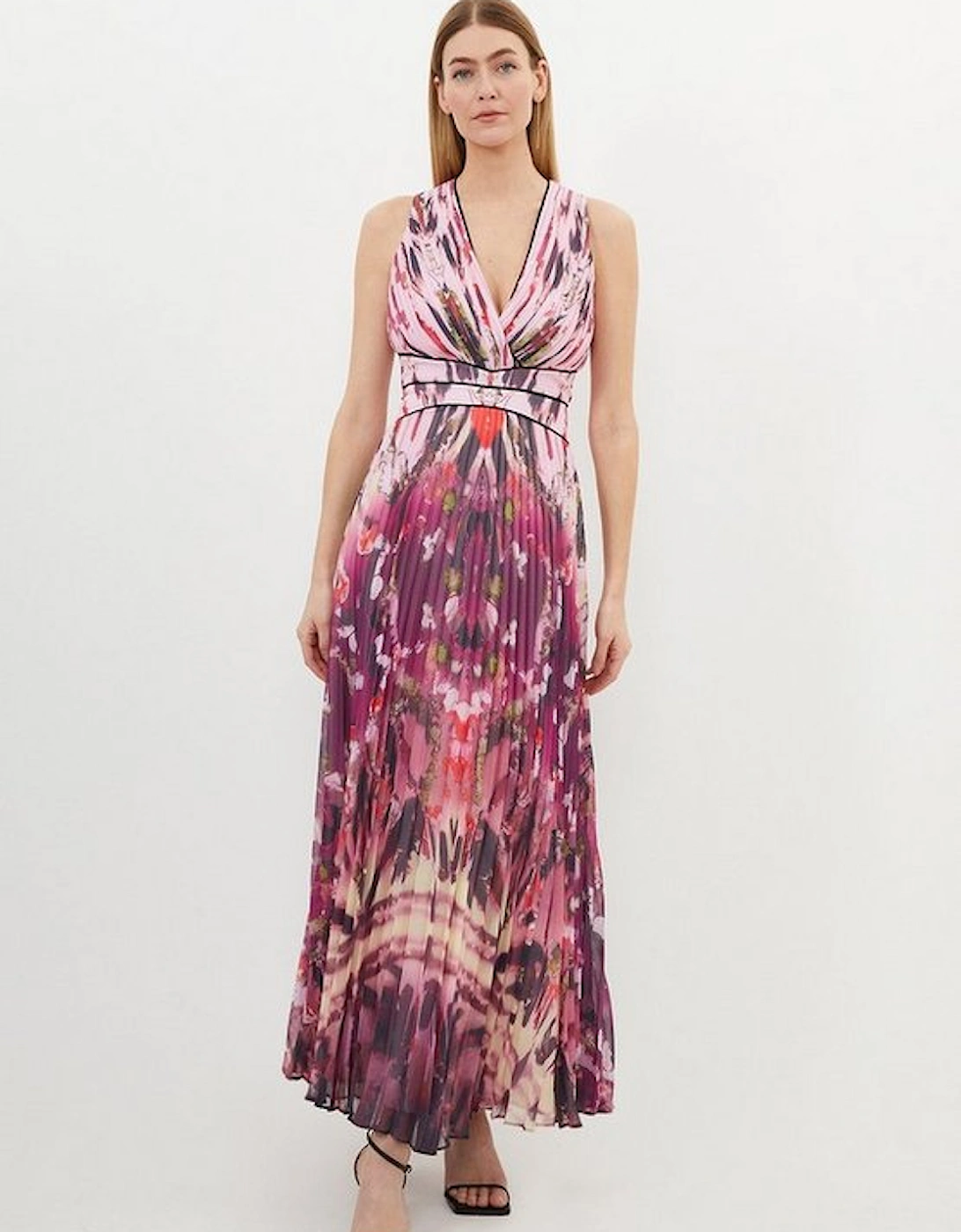 Petite Abstract Ombre Pleated Sleeveless Midaxi Dress, 5 of 4