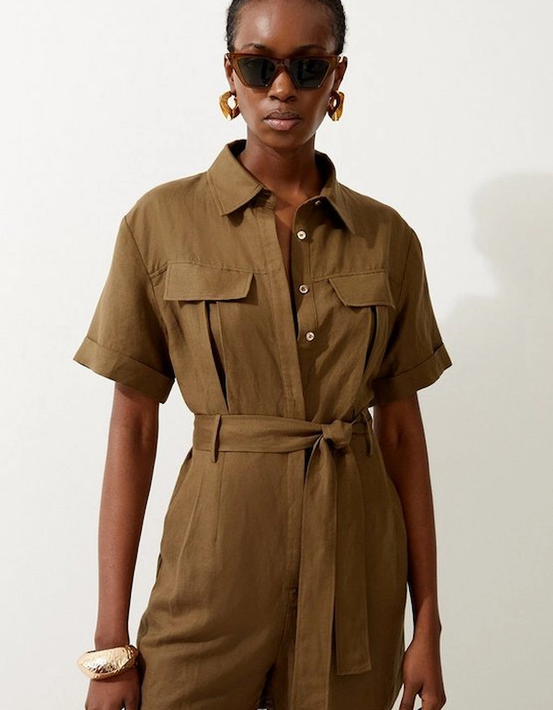 Linen Belted Playsuit, 5 of 4