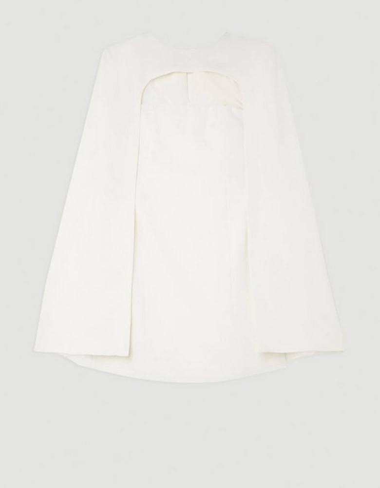 Compact Stretch Viscose Tailored Caped Mini Dress