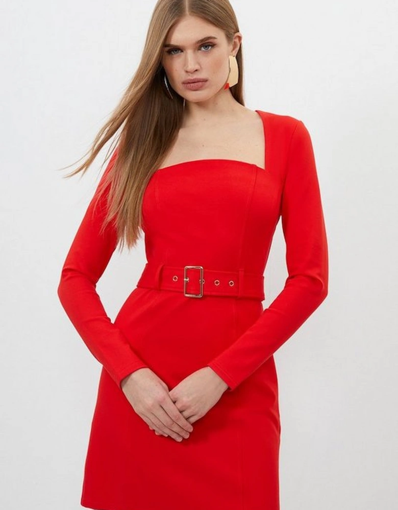 Jersey Ponte Belted Mini Dress