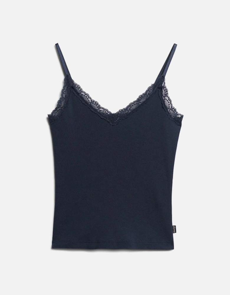 Women's Essential Lace Trim Cami Richest Navy