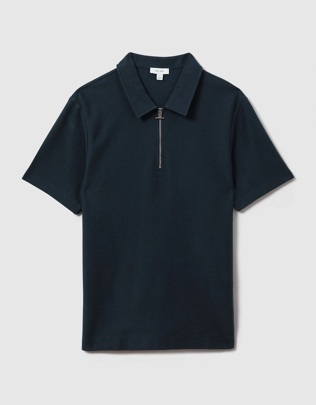 Textured Cotton Half Zip Polo Shirt, 2 of 1