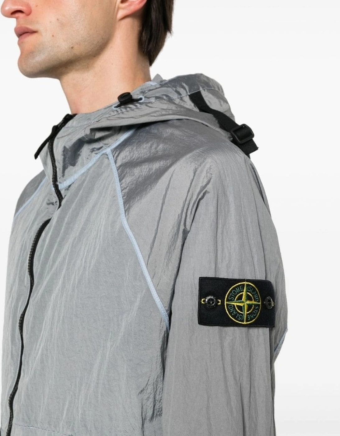 42020 Nylon Metal Watro-TC in Econyl Regenerated Nylon Hooded Jacket Grey