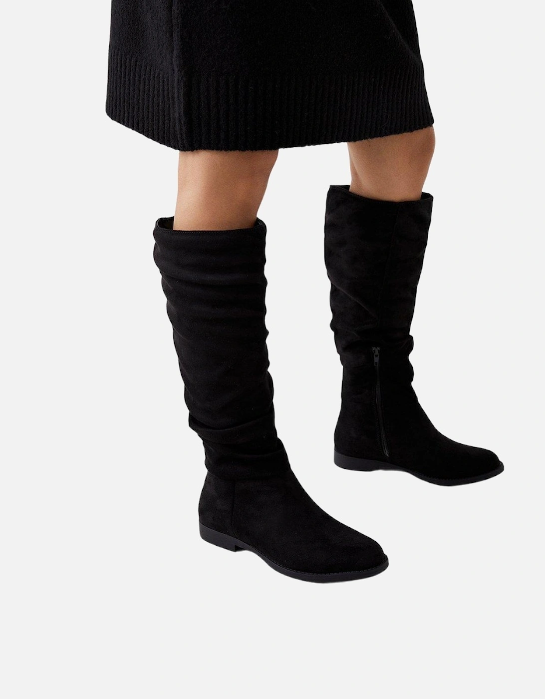 Womens/Ladies Karina Ruched Flat Knee-High Boots