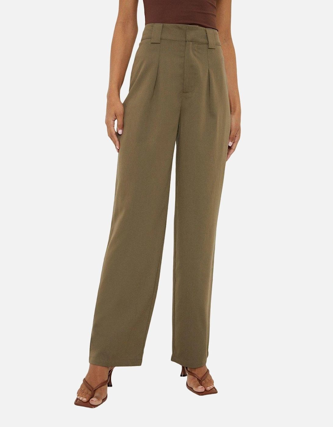 Womens/Ladies Pleat Front Straight Leg Trousers, 5 of 4