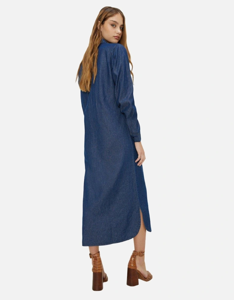 Womens/Ladies Denim Midi Shirt Dress