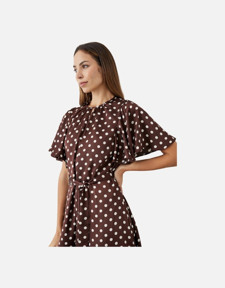Womens/Ladies Spotted Keyhole Midi Dress