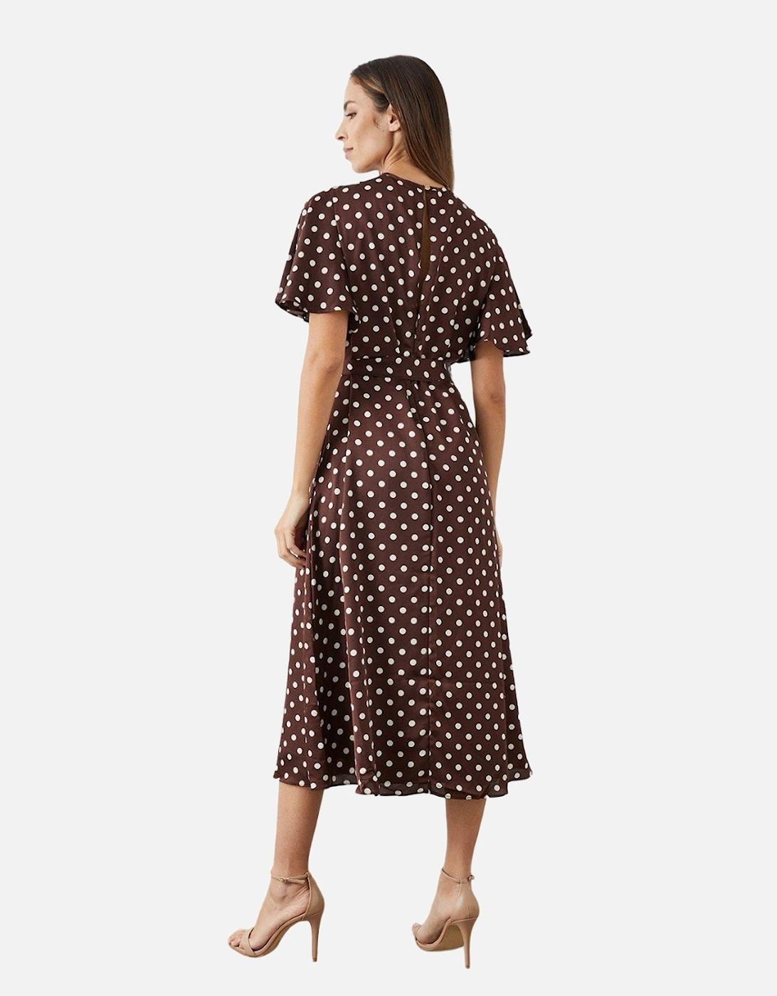 Womens/Ladies Spotted Keyhole Midi Dress