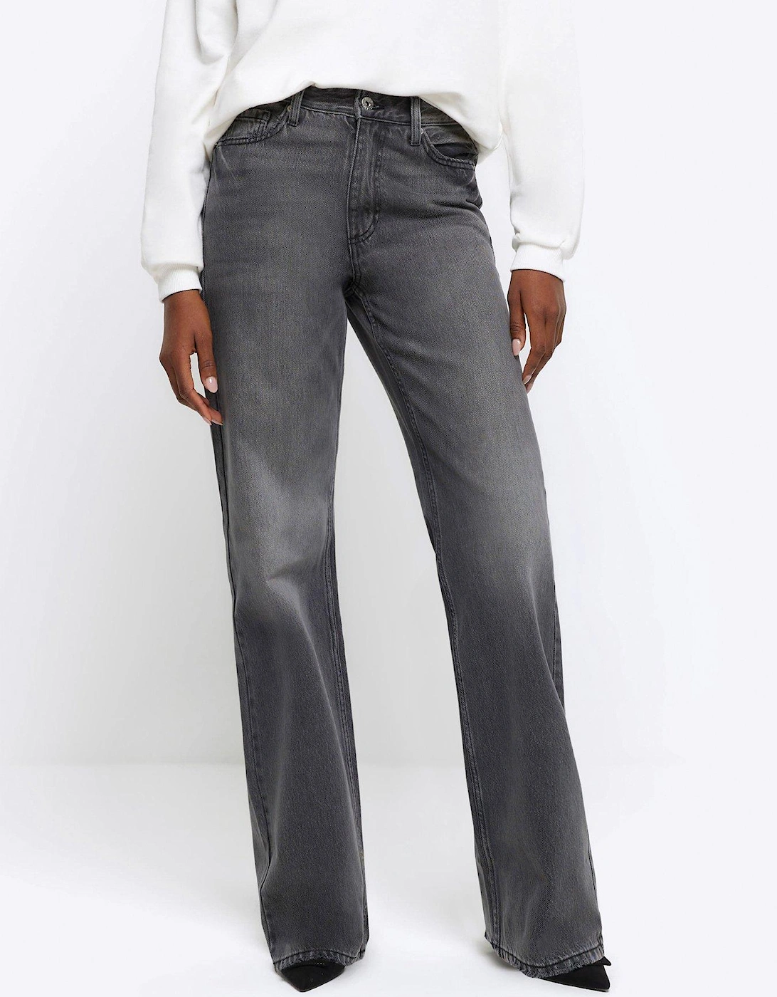 High Waisted Relaxed Straight Fit Jeans, 2 of 1