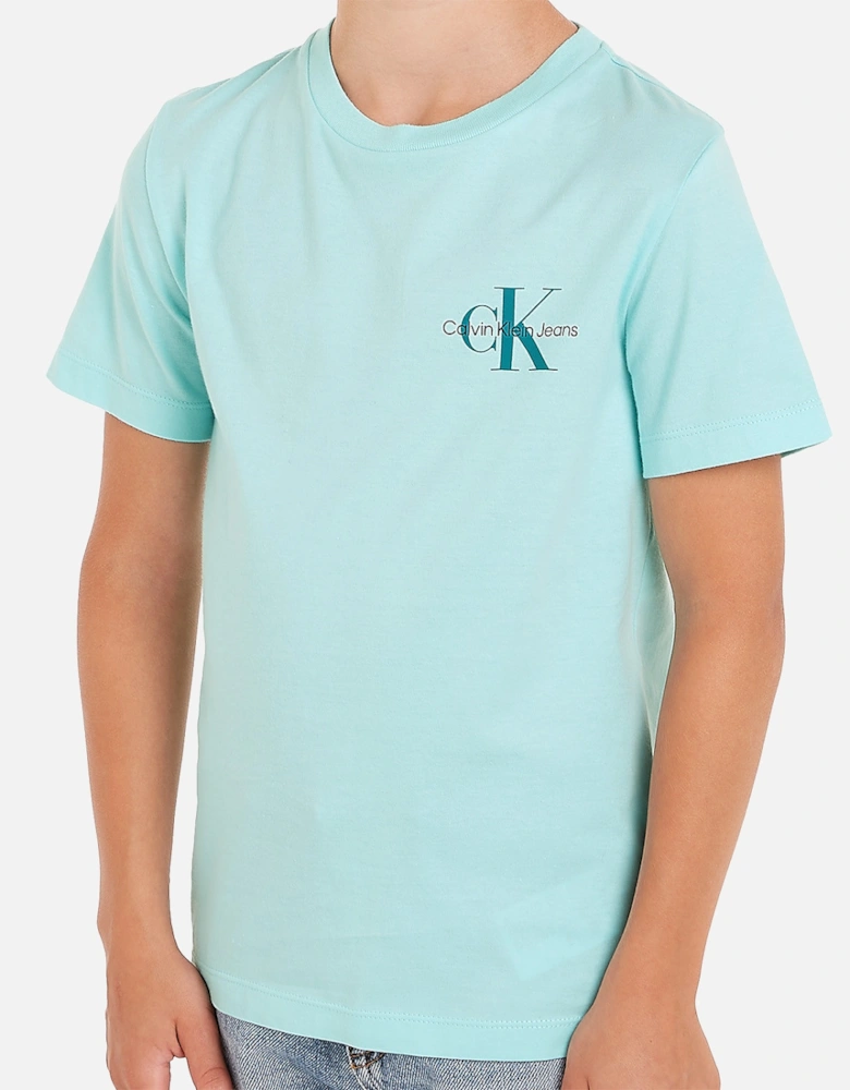 Juniors Chest Monogram T-Shirt (Turquoise)