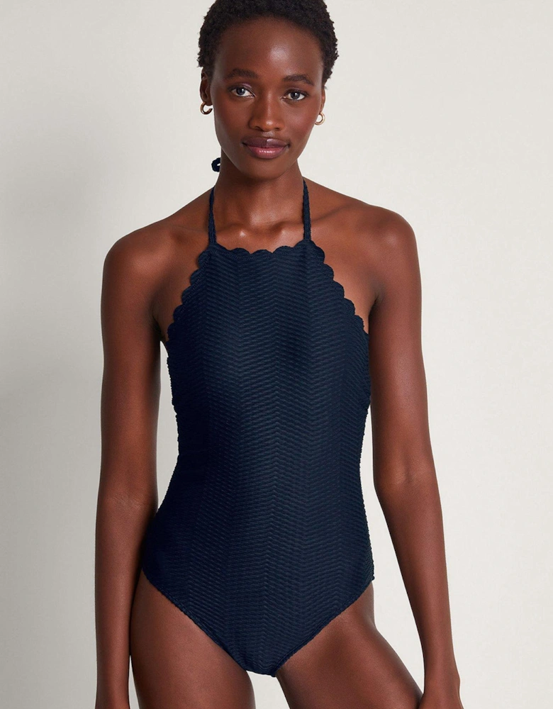 Una Scallop Swimsuit - Black