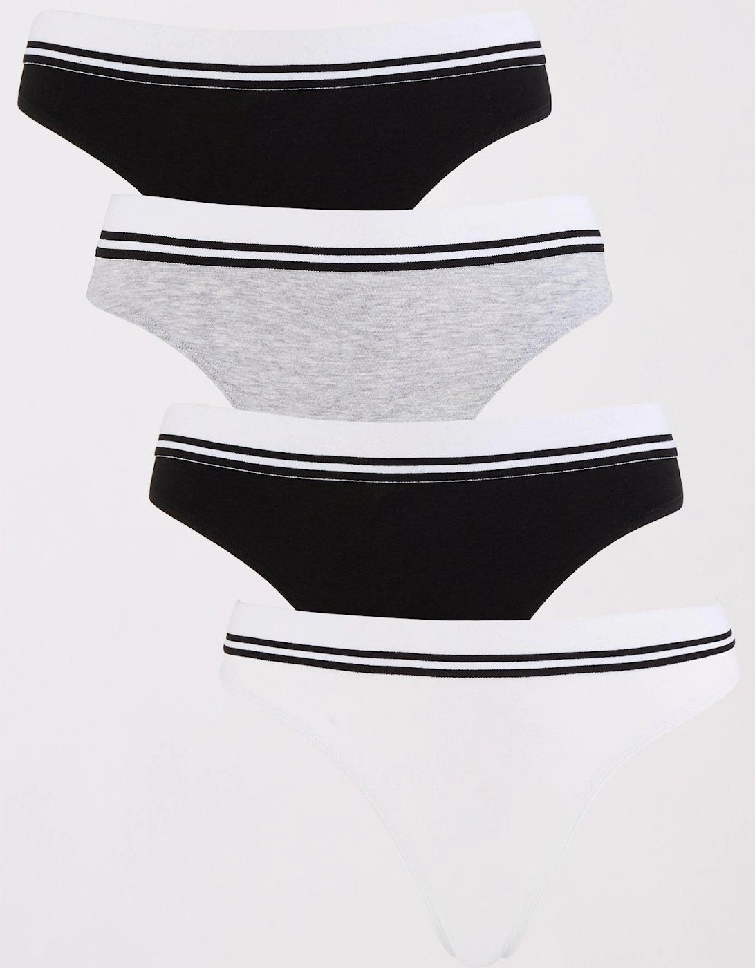 4 Pack Cotton Thong With Stripe Tonal Trim, 3 of 2